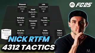 NICK RTFM META 4312 FORMATION amp CUSTOM TACTICS  FC 25 ULTIMATE TEAM [upl. by Shelden868]