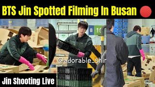 BTS Jin Spotted Filming In Busan🔴  Jin Shooting Live [upl. by Euqinay]