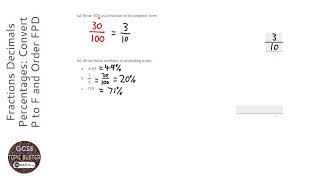 Fractions Decimals Percentages Convert P to F and Order FPD Grade 2  OnMaths GCSE Maths Revision [upl. by Nnaihs]