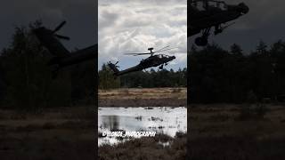 RNLAF 🇳🇱 AH64E Apache  Water reflection apache helicopter military lowflying [upl. by Pilihp]