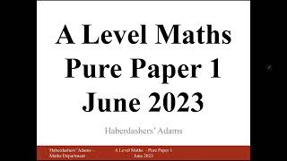 A Level Maths  2023  Pure  Paper 1  Q1 [upl. by Czarra]