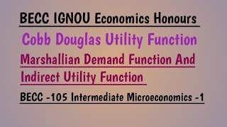 Cobb Douglas Utility Function BECC 105 Intermediate Microeconomics 1 BECC IGNOU Economics Honours [upl. by Tommie825]