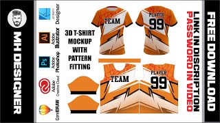 Sublimation Vector Designs  3D TShirt 10  With Pattern Fitting  Free Download Now [upl. by Hairim416]