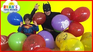 SURPRISE TOYS GIANT BALLOON POP CHALLENGE with Ryan ToysReview [upl. by Arhsub]