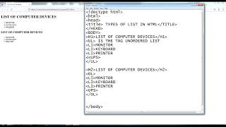 HOW MANY TYPES OF LIST IN html5 [upl. by Dorreg]