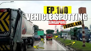 Trucks and Buses Spotting Ep100 Special  Truckland Tuas Singapore [upl. by Tucky]