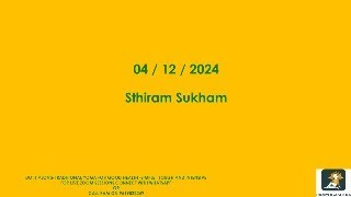 Sthiram Sukham  RYS Session  04122024 [upl. by Niu]