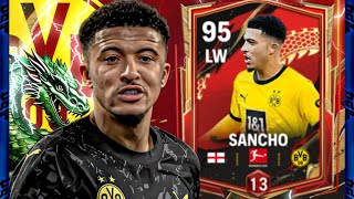 FC MOBILE JADON SANCHO 95 RATED LUNAR CARD GAMEPLAY REVIEW BEST CHEAP LW IN GAME [upl. by Flossy]