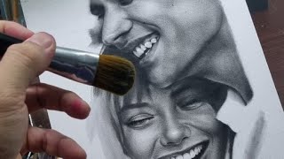 SHADING using Charcoal Pencil LIVE Drawing Process  Tutorial [upl. by Alenson]