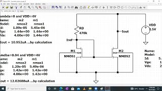 Basic Current Mirror MOSFET based Simulation in LTspice [upl. by Notxarb]