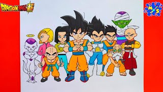 Dragon Ball Super Characters Drawing  How to Draw Universe 7 All Team Members  Dragon Ball Super [upl. by Aciraj766]