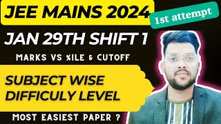 Jee mains 2024 Jan 29th shift 1 Analysis  Subject wise important chapters jee2024 cutoff marks [upl. by Arim]