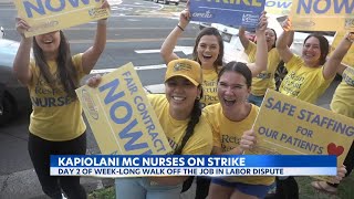 Nurses at Kapiolani Medical Center strike for more favorable staffing ratios [upl. by Rasia446]