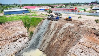 Kumatsu D60 Great Performance Dozer with 10 TON Construction Land Filling Dump Trucks Skills [upl. by Pittel470]