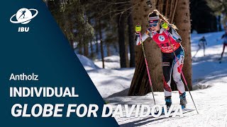 World Cup 2122 Antholz Davidova wins Individual Globe [upl. by Lancaster]