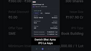 Danish Bhai Power LTD IPO optionstrading trading thebullinvestor investmentadvice bullish [upl. by Oiril600]