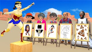 Scary Teacher 3D vs Squid Game Draw Color Funny Superheroes Doll Nice or Error 5 Times Challenge [upl. by Nyledaj842]