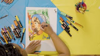 Artist demonstration how to make a Pop art portrait [upl. by Euqinot]