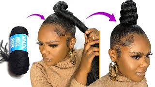 😱 5 MINUTES QUICK HAIRSTYLE USING BRAZILIAN WOOL [upl. by Eanom]