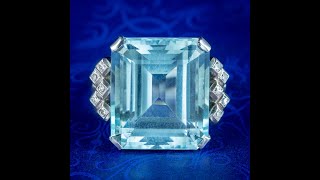 Art Deco Aquamarine Diamond Cocktail Ring 25ct Aqua [upl. by Ronda]