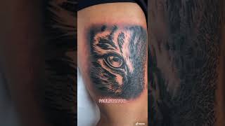 Close up Thigh Piece Tiger X Womens eye tatoo‼️‼️tattoo tattooideas [upl. by Ahsienar]