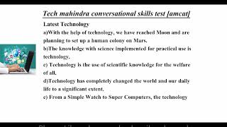 Tech Mahindra 3rd Round Conversational Skill Test Exam Pattern Preparationamcat [upl. by Eikram]