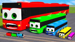 Big amp Small Long Bus Lightning McQueen vs Thomas Train  BeamNGDrive [upl. by Aikaj]