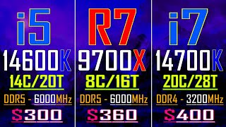 INTEL i5 14600K vs RYZEN 7 9700X vs INTEL i7 14700K  PC GAMES BENCHMARK TEST [upl. by Alil]