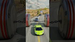 Sports Cars vs Chained Hydraulic Crush  BeamNGDrive [upl. by Ariahay]