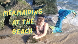 Mermaiding At The Beach Vlog  Last beach trip of the summer [upl. by Roice644]