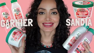 GARNIER HAIR FOOD DE SANDÍA RESEÑA 🍉RIZOS 2C3B Caro Montero [upl. by Eelarual]