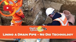 Lining a Drain Pipe  No Dig Technology  Hydro Cleansing [upl. by Maressa]