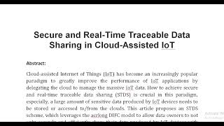 Secure and Real Time Traceable Data Sharing in Cloud Assisted IoT [upl. by Samuel]