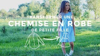 TRANSFORMER UNE CHEMISE EN ROBE DE PETITE FILLE [upl. by Atiuqehs250]