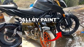 DUKE 250 ALLOY WHEEL PAINT AT HOME WITH SPRAY CANS  AS 11 VLOGS [upl. by Shaina]