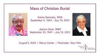 Funeral Mass for Sister Arlene Semesky and Sister Joanne Deck [upl. by Aissej690]