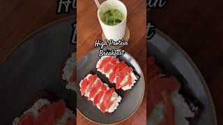 pumpernickel toast with butter cottage cheese smoked salmon season salt highprotein healthy [upl. by Bruckner]