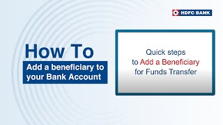 Add a beneficiary to your Bank Account  HDFC Bank [upl. by Zins]