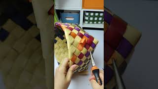 HOW TO WEAVE COLORFUL BASKET WITH PE RATTAN diy rattan handmade [upl. by Tavy]