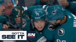 Gotta See It Sharks Celebrini scores First NHL Goal In Style with SpinORama [upl. by Evelyn]