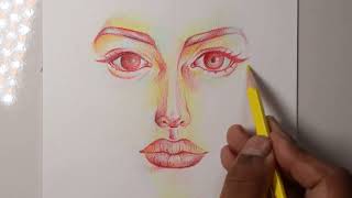 How to draw eye nose and lips step by step tutorial video for beginners [upl. by Cherry51]