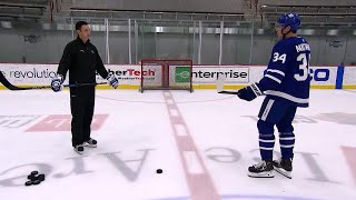 NHL Network Ice Time Auston Matthews demonstrates his snap shot [upl. by Mair]