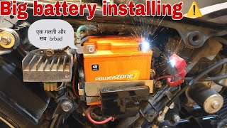 Big battery installing in passion pro bike  bike battery update 4 Ah to 5Ah with profit and loss [upl. by Atiuqihc]