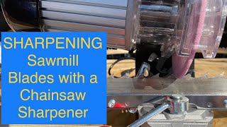 CHEAPEST Way to SHARPEN amp SET SAWMILL BLADES with a CHAINSAW SHARPENERPopple PeopleEpisode 80 [upl. by Hcnarb]