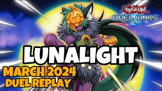 Lunalight Duel Links  March 2024 Ranked Duel Replay YUGIOH [upl. by Adnulahs]