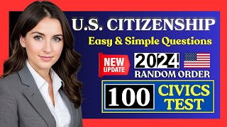 2024 official 100 civics questions and answers in random order  US citizenship interview 2024 [upl. by Anyer]