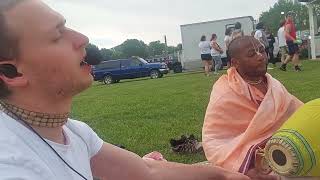 Rama Dasa Prabhu Chants Hare Krishna in Lewis Park at Minoa Field Days [upl. by Dorsey]