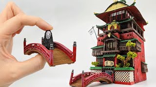 Miniature Spirited Away Bath House made from Scratch  Studio Ghibli Crafts [upl. by Aeriel]