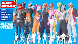 Fortnite New and Leaked Skins and Emotes by Chapter 4 Season 4 all Styles opened [upl. by Aiksa]