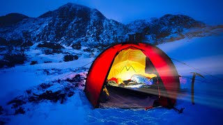 Winter Camping in Cold Tent No Fire Solo Backpacking the North in new Snow [upl. by Maureene229]